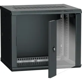 19" настенный шкаф 9U 600x450, стекл. передняя дверь, черный (плоск. у