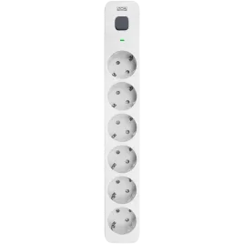 Фильтр-удлинитель PowerCom SP-06W 1.8M, 6 розеток, белый, 16А, 4кВт, 3
