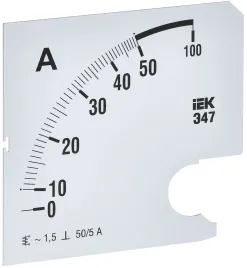 Шкала смен. для амперметра Э47 50/5А-1,5 96х96мм IEK