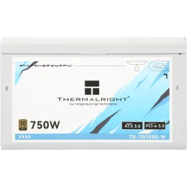 Блок питания ПК/ Power Supply Thermalright, 750W 80+ Gold (ATX, 3.0, PCIe 5.0, Non-modular, 1x24(20+4)pin, 1xCPU 8(4+4)pin, 2xPCIe*2 8(6+2)pin, 5xSATA3, 1x12+4pin (12VHPWR PCIe 5.0 12+4pin 600mm), 3xMOLEX4pin, Active, 120x120mm, 150x140x86mm, APFC, white)