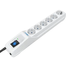 Сетевой фильтр Pilot L GP 6 розеток (5 евро + 1GP) 5 м/ Surge protector Pilot L GP 6 sockets (5 Euro + 1GP) 5 m white