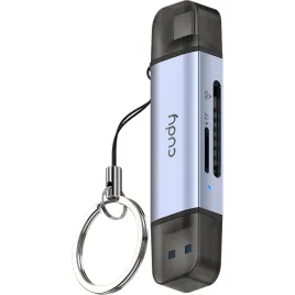 Кардридер/ 2-IN-1 USB 3.0 SD/TF Card Reader, Dual USB (1xUSB-A 3.0 + 1xUSB-C 3.1), 1xSD 3.0(Up to 150MB/s), 1xTF 3.0(Up to 150MB/s), UHS-I  (SD/SDHC/SDXC), Supports dual-card simultaneous working, windows/Mac/Linux