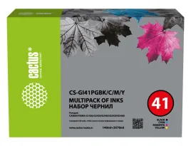 -/ Чернила Cactus CS-GI41PGBK/C/M/Y голубой/пурпурный/желтый/черный350мл для Canon PIXMA G1420/G2420/G2