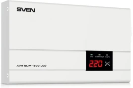 Стабилизатор SVEN SLIM-500 LCD, релейный, 400вт, 500Ва, 140-260в, функ