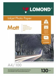 Фотобумага Lomond 0102004 A4/130г/м2/100л./белый матовое/матовое для с