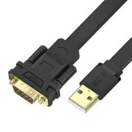 Greenconnect 2.0м плоский, черный, 28/26 AWG, USB 2.0 AM / DB9 RS-232