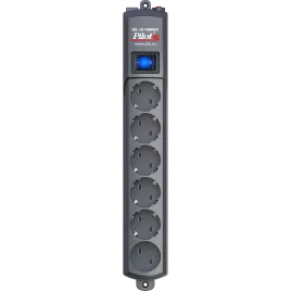 Сетевой фильтр Pilot S 6 розеток (5 евро + 1 без заземления) 3 м, графит/ Pilot S surge protector 6 outlets (EUR 5 + 1 without grounding) 3 m, graphite