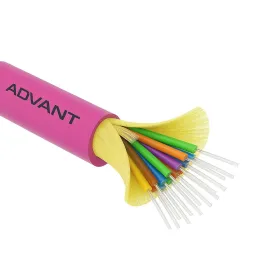 Волоконно-оптический кабель ADVANT ADVOM4-FO16-UV-LM, тип волокна MM 50/125 (OM4), количество волокон: 16, среда использования: Внутренняя/Внешняя, внешняя оболочка: LSZH, цвет: Маджента. Внешний диаметр: 7,1