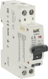 ARMAT АВДТ B06S 1P+NP C8 30мА тип A (18мм) IEK