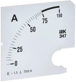 Шкала смен. для амперметра Э47 75/5А-1,5 96х96мм IEK