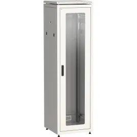 Шкаф сетевой 19", 42U, 600х800 мм, стеклянная передняя дверь, серый