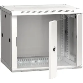 19" настенный шкаф  9U 600x450, стекл. передняя дверь, серый (плоск. у