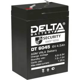 Батарея DELTA серия DT, DT 6045, напряжение 6В, емкость 4.5Ач (разряд
