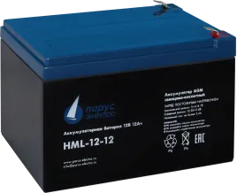 Battery Parus Electro, professional series HML-12-12, voltage 12V, cap