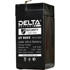 Батарея DELTA серия DT, DT 6023, напряжение 6В, емкость 2.3Ач (разряд