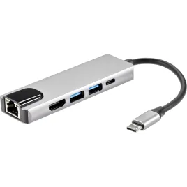 Адаптер iOpen USB 3.1 Type-C M/HDMI F+RJ45+USB 3.0+USB Type-C F (ACU43