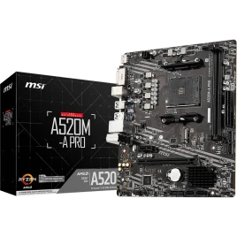 Материнская плата/ MB MSI AMD A520 sAM4, 2xDDR4(64GB), DVI-D/HDMI 2.1,
