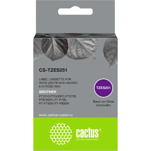 Картридж ленточный Cactus CS-TZES251 TZe-S251 черный для Brother 10 фото 2