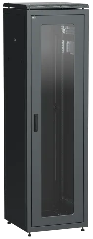 Шкаф сетевой 19" LINEA N 47U 600х800 мм стеклянная передняя дверь, зад фото 1