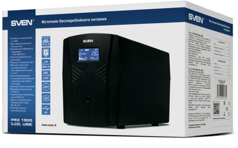 ИБП SVEN Pro 1500 (LCD, USB), линейно-интерактивный, автоматический стабилизатор напряжения,... фото 5