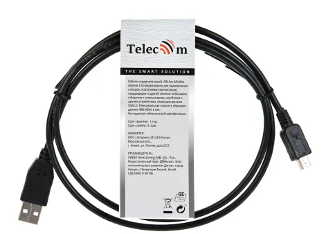 Telecom USB 2.0 Type-AM - miniUSB 1м фото 3