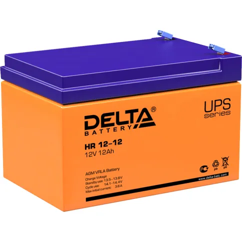 Батарея DELTA серия HR, HR 12-12, напряжение 12В, емкость 12Ач (разряд фото 1