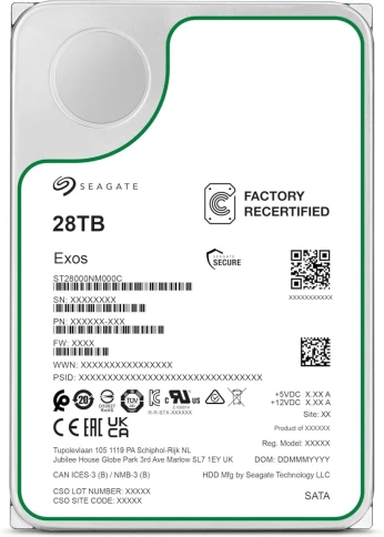 Жесткий диск/ HDD Seagate SATA 28Tb 7200 Exos 6Gb/s 512Mb OFFICIAL REC фото 1