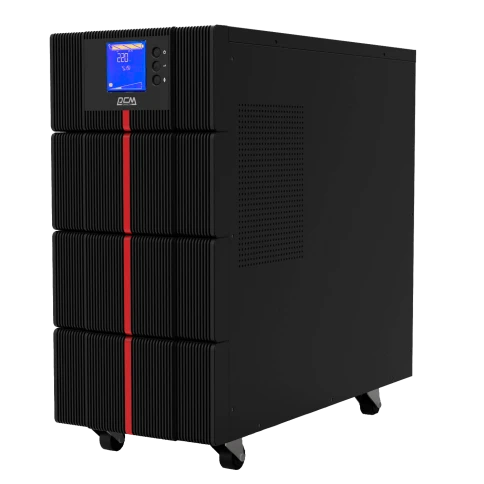 ИБП Powercom MAC-10K, двойного преобразования, 10KВА, 10KВт, LCD, Tower, 8 розеток IEC320 C13 с резервным питанием, 2 розетки C19, клеммная колодка, USB, RS-232, слот под SNMP карту, EPO, защита RJ45, ШхГхВ 257х590х570мм., вес 88.4кг./ UPS Powercom MAC-10 фото 1