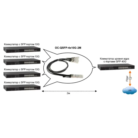 OSNOVO OC-QSFP-4x10G-2M фото 4