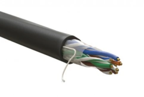 Кабель информационный U/UTP категория 5е 4х2х24AWG(0,50мм) 305м (медь) PE OUTDOOR solid черный WRline фото 1
