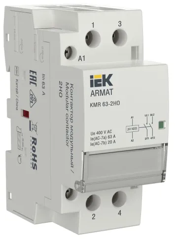 ARMAT Контактор модульный KMR 63А 24В AC/DC 2НО IEK фото 1