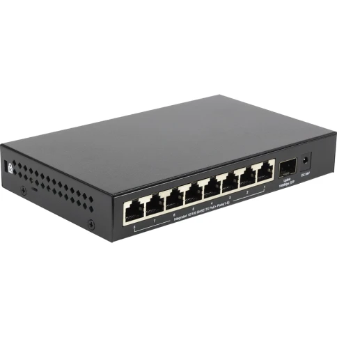 Коммутатор/ Unmanaged Switch 8x100Base-TX PoE, 1x1000Base-X SFP, PoE Budget 80W,... фото 2