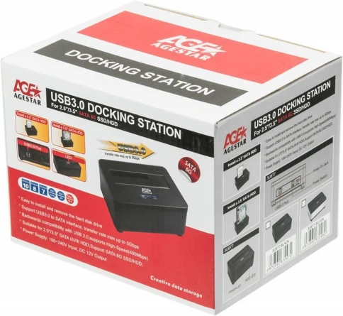 Док-станция для HDD AgeStar 3UBT7 SATA III USB3.0 пластик/алюминий серебристый... фото 6