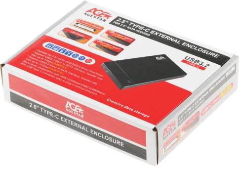 Внешний корпус для HDD/SSD AgeStar 31UB2P3C SATA USB3.2 пластик черный... фото 9