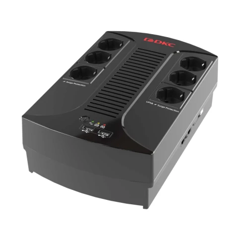 Линейно-интерактивный ИБП ДКС серии Info PDU, 600 ВА/360 Вт, 1/1, 6xSchuko,  USB для зарядки (2), USB + RJ11, 1x7Aч фото 1