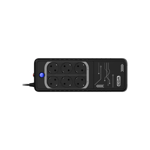 Резевный ИБП в плоском корпусе "Brick"/ ИБП CBR [LGT-850H-6F-LDB] Offline  850VA/480W 6Ah12V 6 x Shuko+ Breaker фото 2