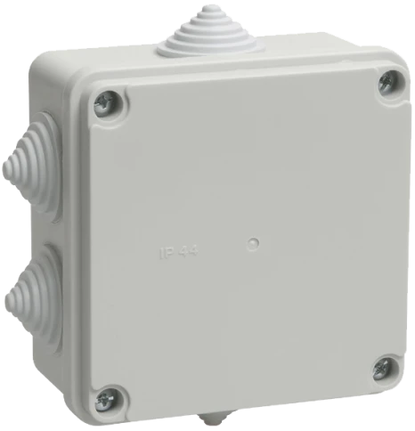 Коробка КМ41233 распаячная для о/п 100х100х50 мм IP44 (RAL7035, 6 герм фото 1