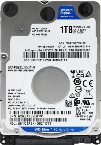 Жесткий диск WD SATA-III 1Tb WD10SPZX Notebook Blue (5400rpm) 128Mb... фото 1