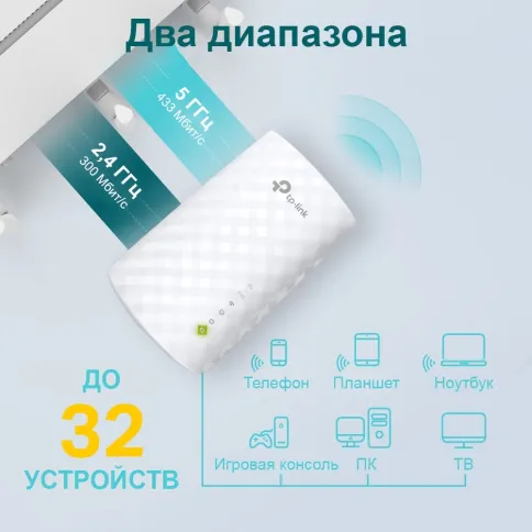 Усилитель Wi-Fi/ AC750 OneMeshTM WiFi Range Extender, 300Mbps at 2.4G фото 5