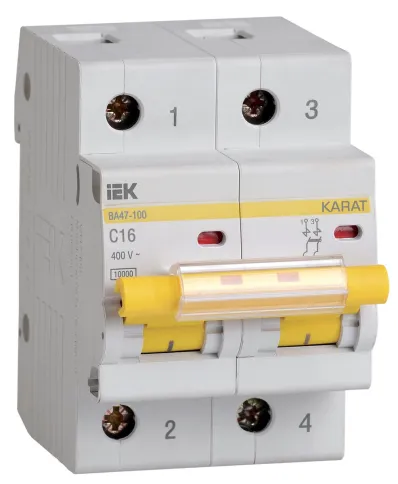 KARAT Авт. выкл. ВА47-100 2P C 16А 10кА IEK фото 1