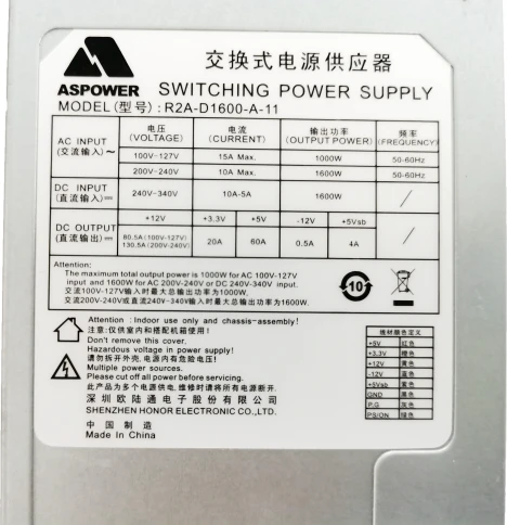 Блок питания серверный/ Server power supply Qdion Model R2A-D1600-A P/ фото 2