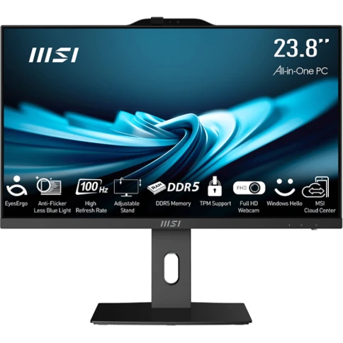 Моноблок/ MSI PRO AP242P 14M-685XRU   23.8"(1920x1080 IPS)/Intel Core i5 14400(2.5Ghz)/8192Mb/512PCISSDGb/noDVD/Int:Intel UHD Graphics 730/Cam/BT/WiFi/-/war 1y/4.63kg/Black/noOS + Wireless KB+M фото 1