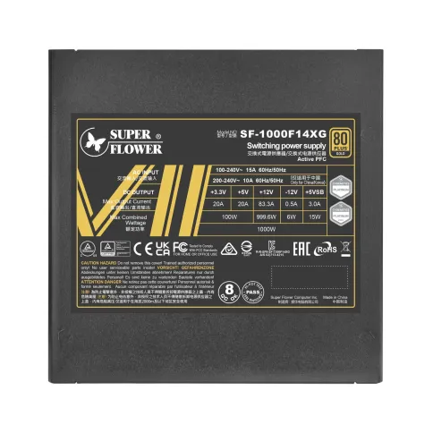 Блок питания 1000 Ватт/ Power Supply Super Flower Leadex VII, 1000W, ATX 3.0, 140mm, 12xSATA, 4xPCI-E(6+2), 1x12VHPWR, APFC, 80+ GOLD, Full Modular фото 6