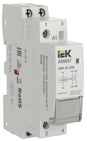 ARMAT Контактор модульный KMR 25А 12В AC/DC 2НО IEK фото 1