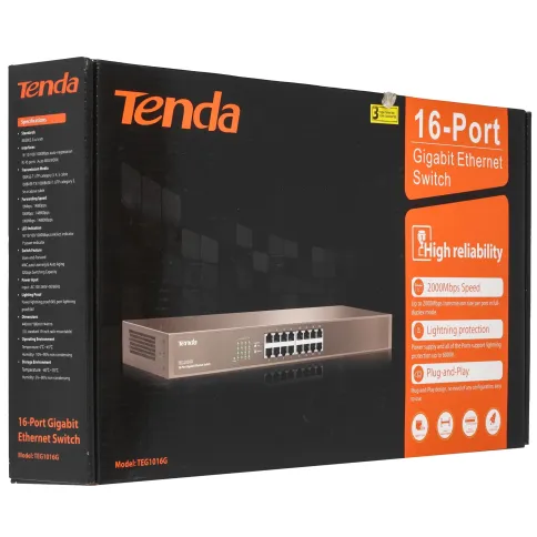 Коммутатор/ Tenda TEG1016G Коммутатор неуправляемый, 16 портов, 16x1 Г фото 8