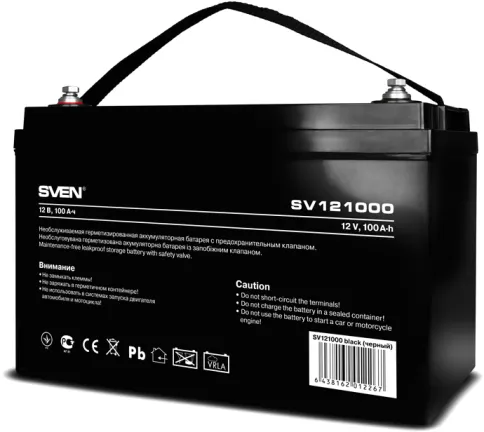 Батарея SVEN SV 121000 (12V 100Ah), напряжение 12В, емкость 100А*ч, ма фото 2