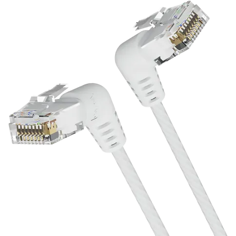 Патч-корд Vention прямой UTP cat.6a, RJ45 угол 90 - 1м. Белый фото 1