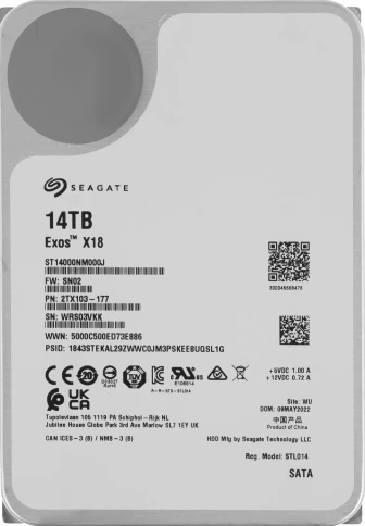 Жесткий диск Seagate SATA-III 14TB ST14000NM000J Exos X18 4KN (7200rpm)... фото 1