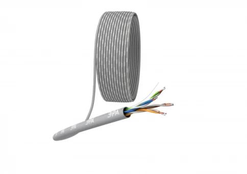 Кабель информационный U/UTP категория 5е 4х2х24AWG(0,50мм) 100м CCA (омедненка) PVC SIMPLE solid серый ЭРА фото 1