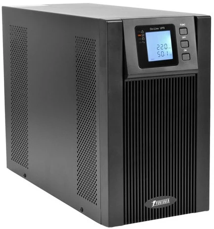 ИБП POWERMAN Online 2000, LCD, двойного преобразования, 2000ВА, 1800Вт, 8 штук IEC320 С13 с резервным питанием, USB, RS232, слот SNMP, разъем EPO, батарея 12В 9Ач 4 шт.,  1 кабель для нагрузки C13/C14, 191 х 337 х 460 мм., 19.64 кг./ UPS POWERMAN Online 2 фото 1